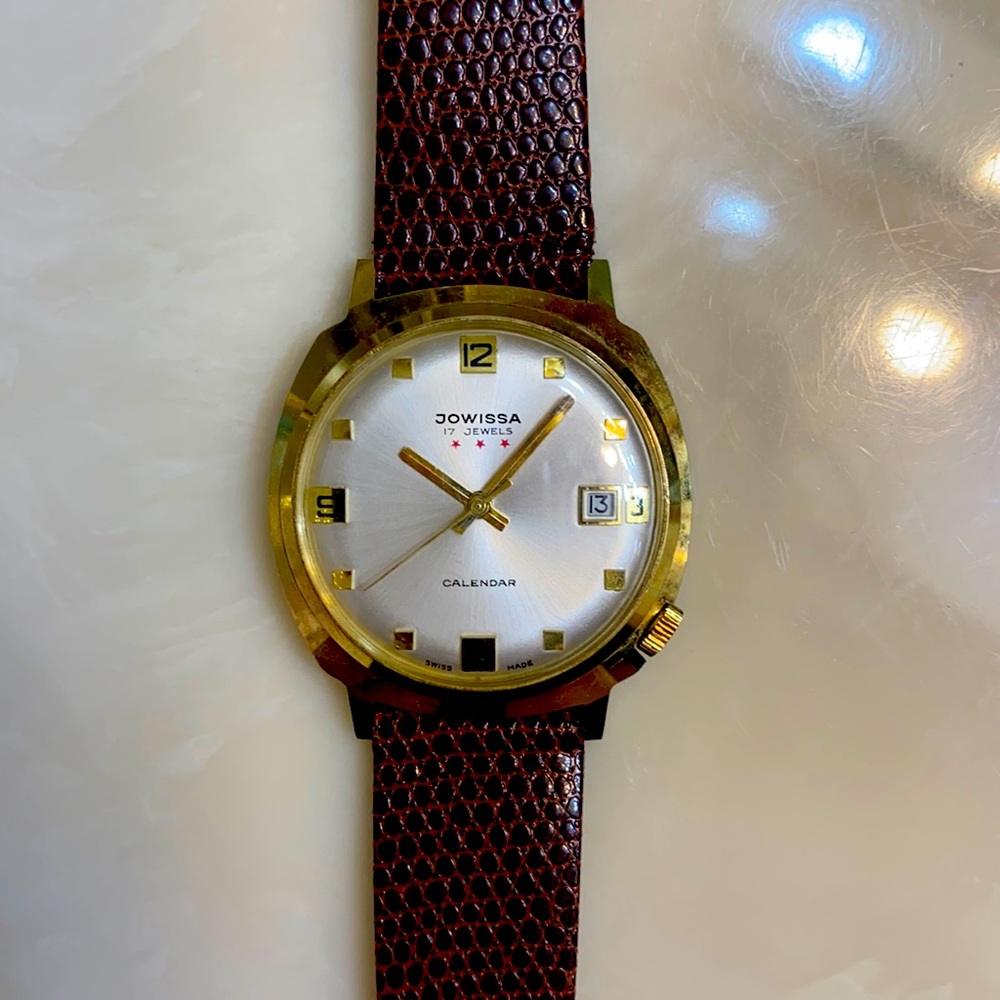Vintage 1960s Jowissa Gold plate stainless 17 jewel manual Swiss watch